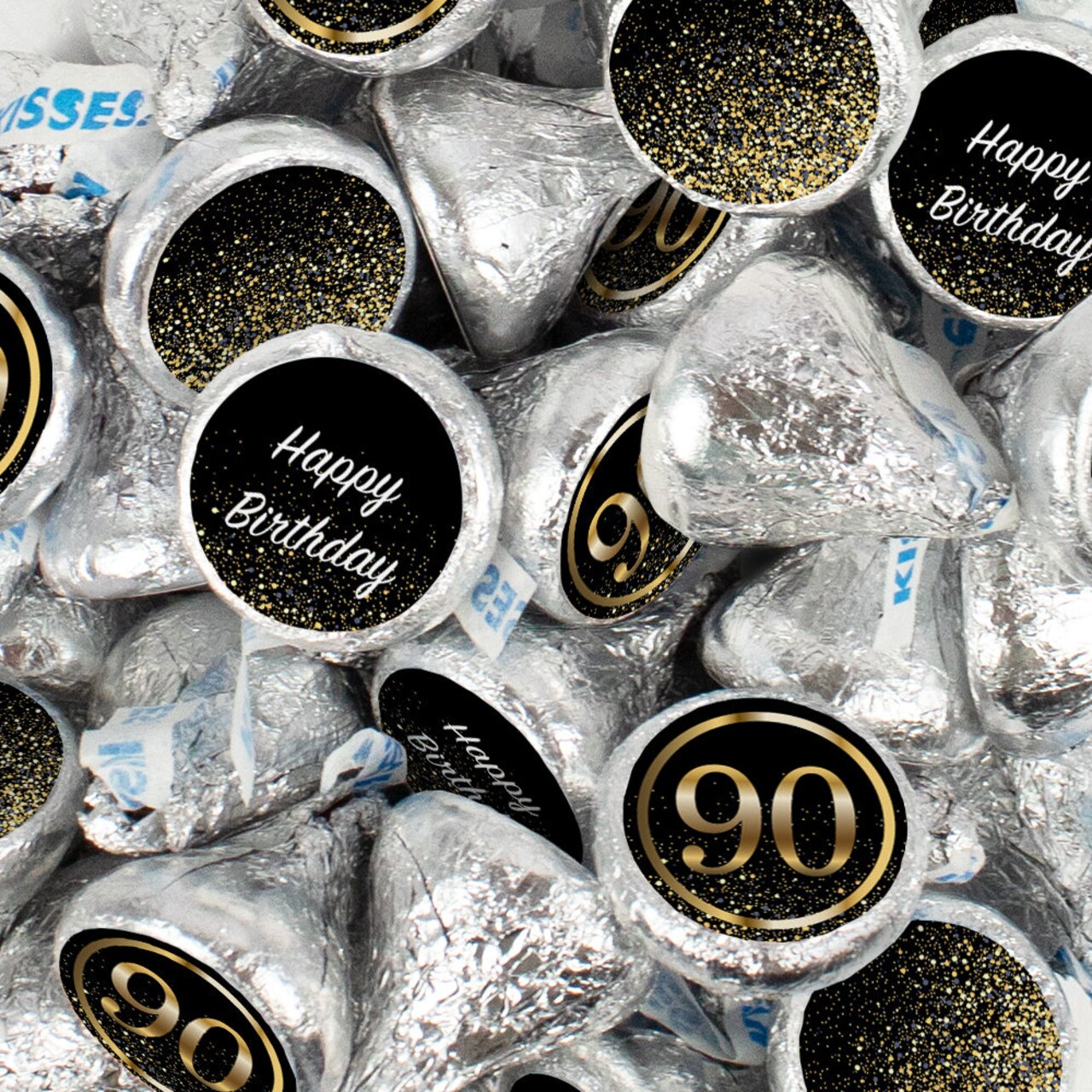 85 Pcs 90th Birthday Candy Chocolate Party Favor Hershey's Kisses Bulk (13.6oz)
